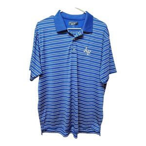 1052 - Air Force White & Blue AF Short Sleeve Polo Shirt Men's Large